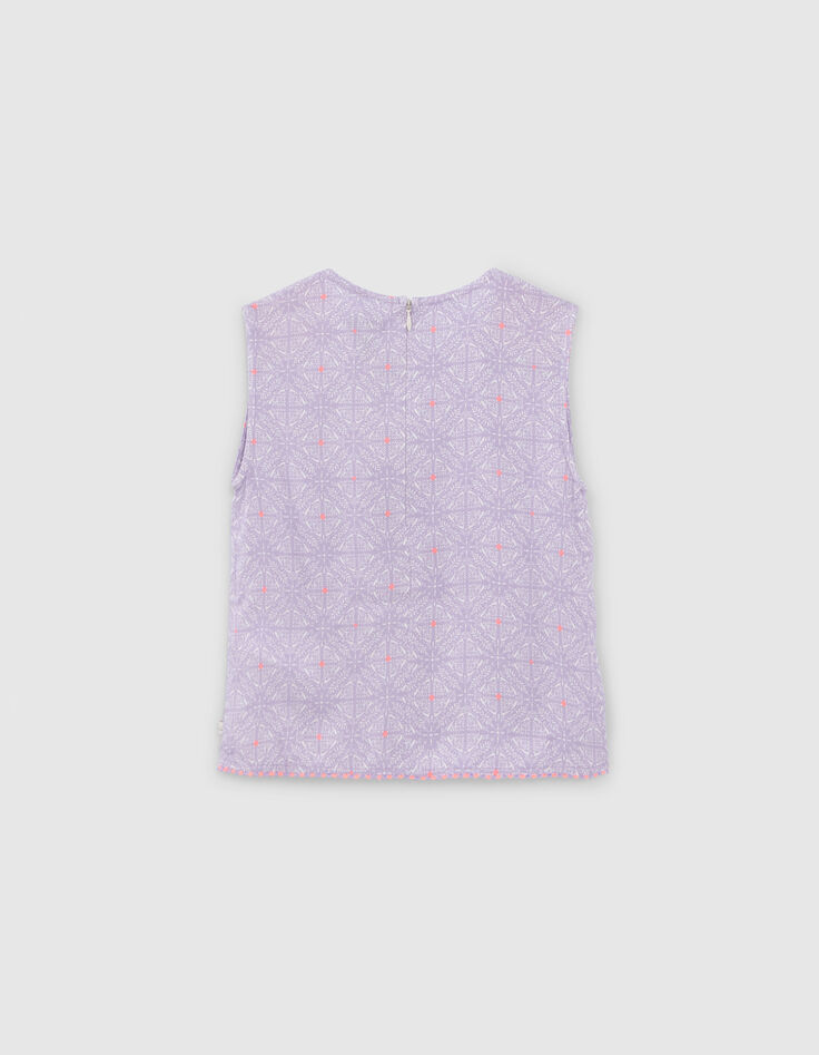 Lila Mädchentop mit kubanischem Steingut-Print-3