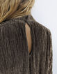 Women’s metallic gold pleated short dress-4