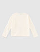 Girls&rsquo; ecru T-shirt +hand image & embroidered bracelets-3