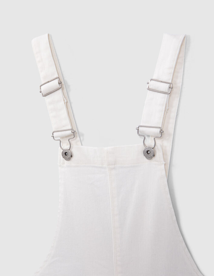 Girls' off-white upcycled denim dungarees
