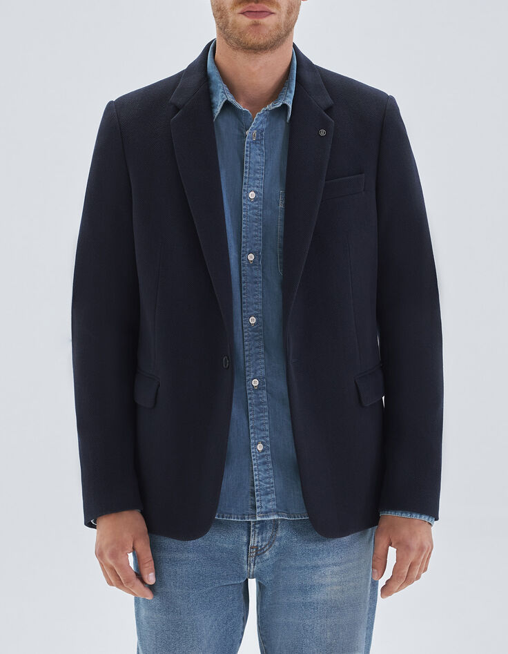 Men’s navy textured knit jacket-1