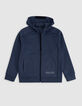 Cardigan relaxed bleu zippé molleton garçon-4