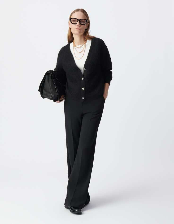 Weite Damenhose mit hoher Taille in Schwarz-2