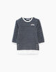 Robe navy rayé blanc cassé en tricot bébé fille-1