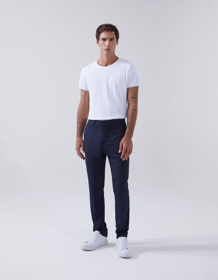Pantalon de costume SLIM marine Seersucker Homme-2