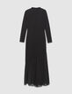 Schwarzes Damen-Langkleid Material-Mix-7