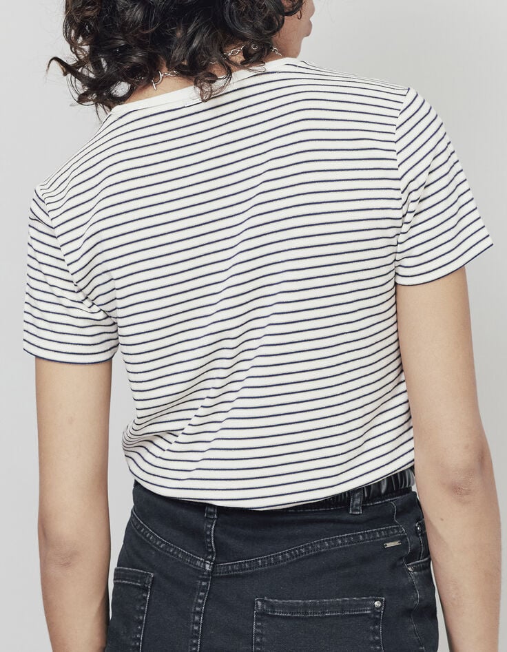 Women’s slogan sailor stripe-style jersey T-shirt-3