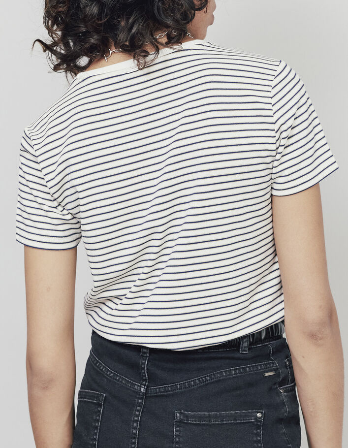 Women’s slogan sailor stripe-style jersey T-shirt - IKKS