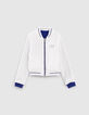 Bomber reversible azul y blanco bordado ni&ntilde;a-3