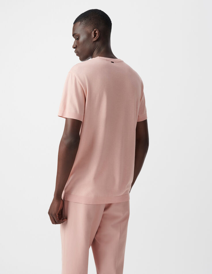 Herren-T-Shirt, rosa, Baumwollmodal, Rundhalsausschnitt-3