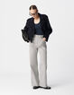 Witte jeans met wijde pijpen in krijtstreep Dames-7