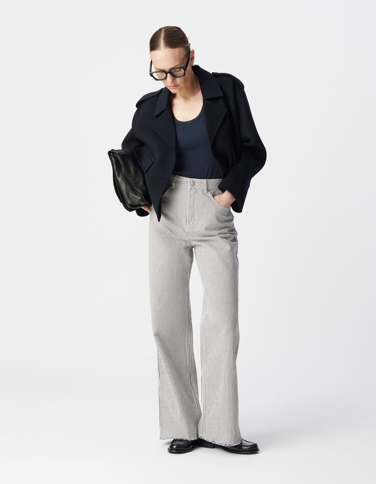 Witte jeans met wijde pijpen in krijtstreep Dames-7