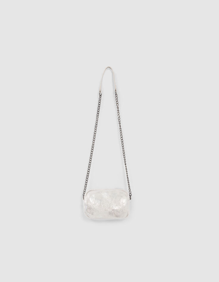 Silberfarbene M&auml;dchenhandtasche mit Sternen und Nieten-2