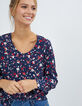 I.Code navy blue Floral Preppy print top-5