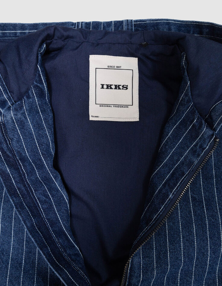 Blue denim hooded jacket with tennis stripes for boy-7