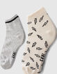 Calcetines marfil y gris motivos rock niño-2