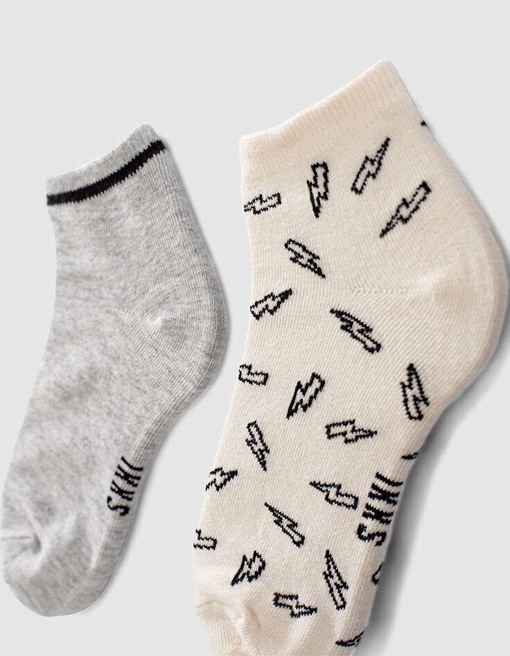 Calcetines marfil y gris motivos rock niño-2
