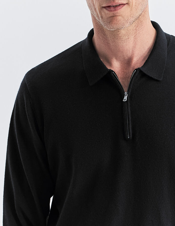 Schwarzes Herrenpoloshirt aus Mischgewebe mit Interlock-3