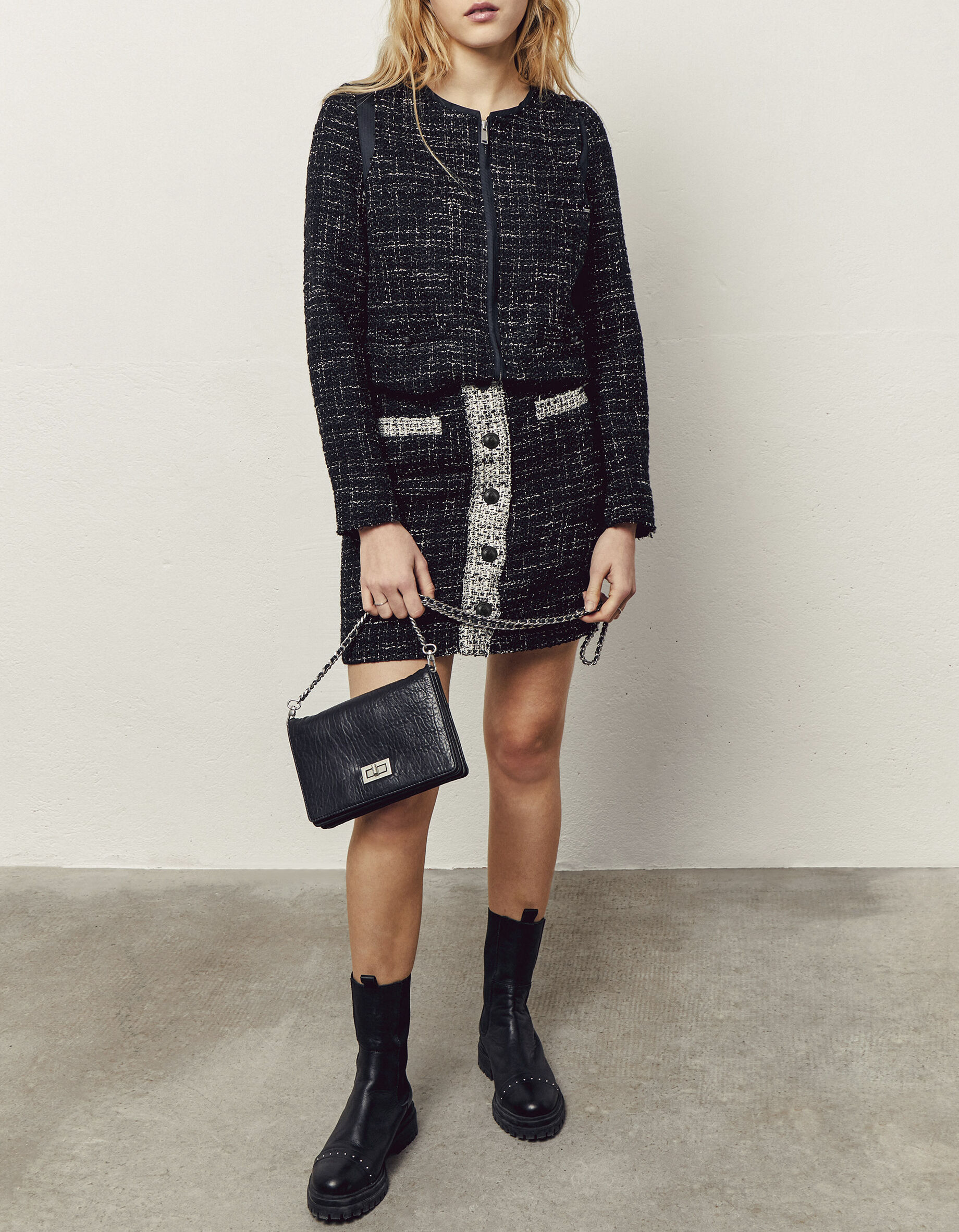 Jupe en deals tweed noir