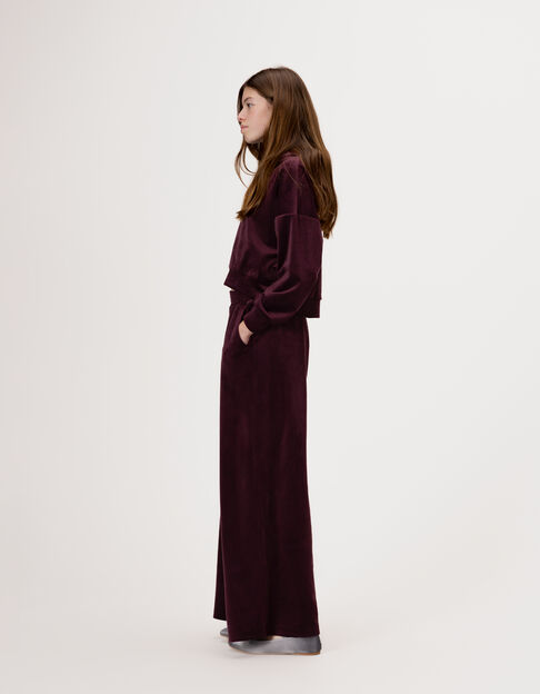 Girls’ burgundy velvet wide-leg joggers - IKKS