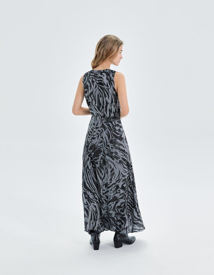 Pure Edition-Women’s grey long zebra print dress-4