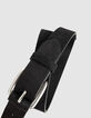 Ceinture noire cuir lisse boucle ovale Homme-4