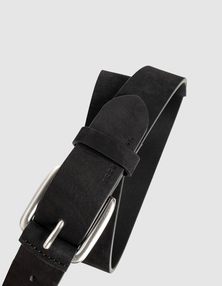Ceinture noire cuir lisse boucle ovale Homme-4 Ceinture noire cuir lisse boucle ovale Homme-4