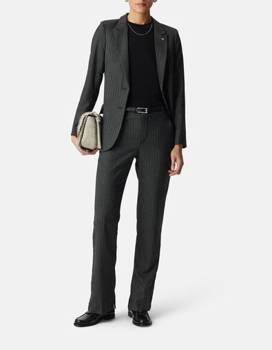 Pantalon de costume gris motif rayures tennis Femme - IKKS