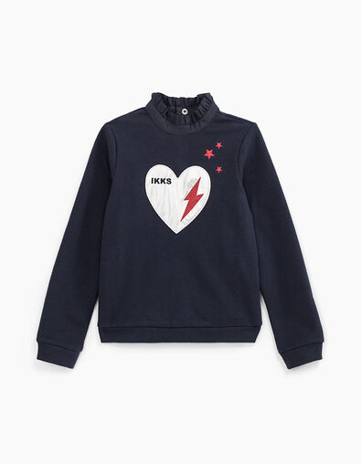 Sudadera navy coraz&oacute;n plata, rayo y estrellas rojas ni&ntilde;a - IKKS