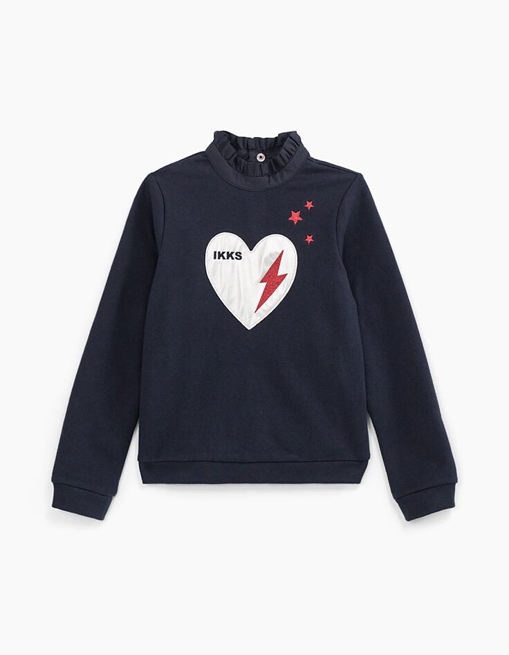 Sudadera navy coraz&oacute;n plata, rayo y estrellas rojas ni&ntilde;a-1