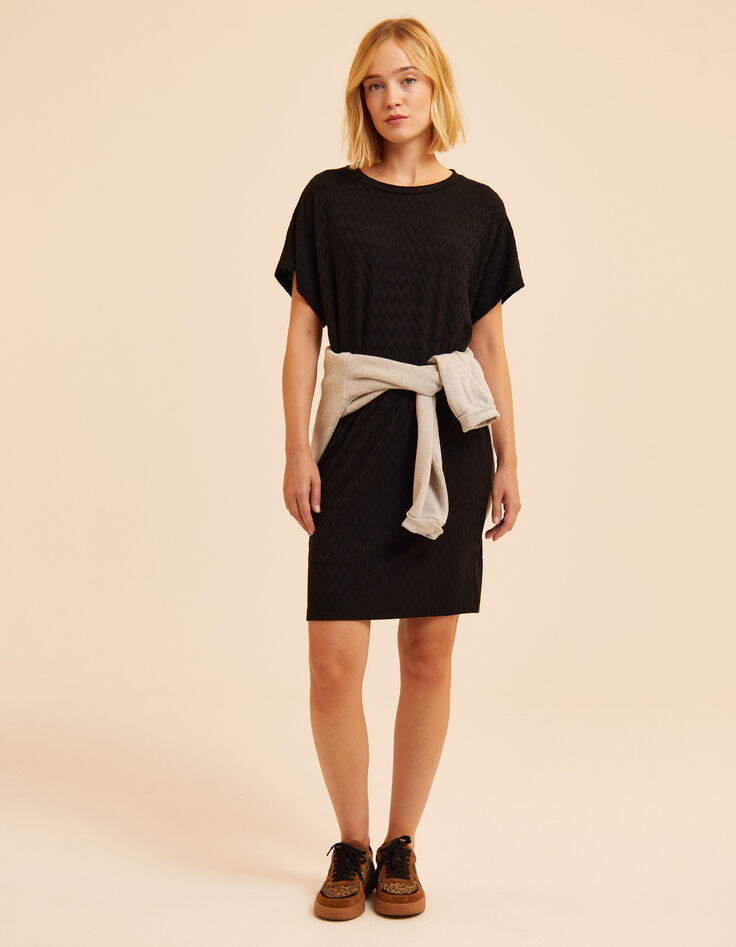 Robe manches courtes noire motif chevrons I.Code-8