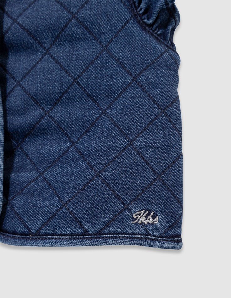Cardigan sans manches bleu marine denim matelassé fille-4