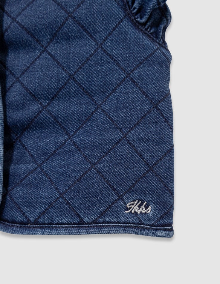 Cardigan sans manches bleu marine denim matelassé fille-4 Cardigan sans manches bleu marine denim matelassé fille-4
