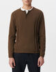 Men&rsquo;s khaki organic cotton fine knit button-neck sweater-2