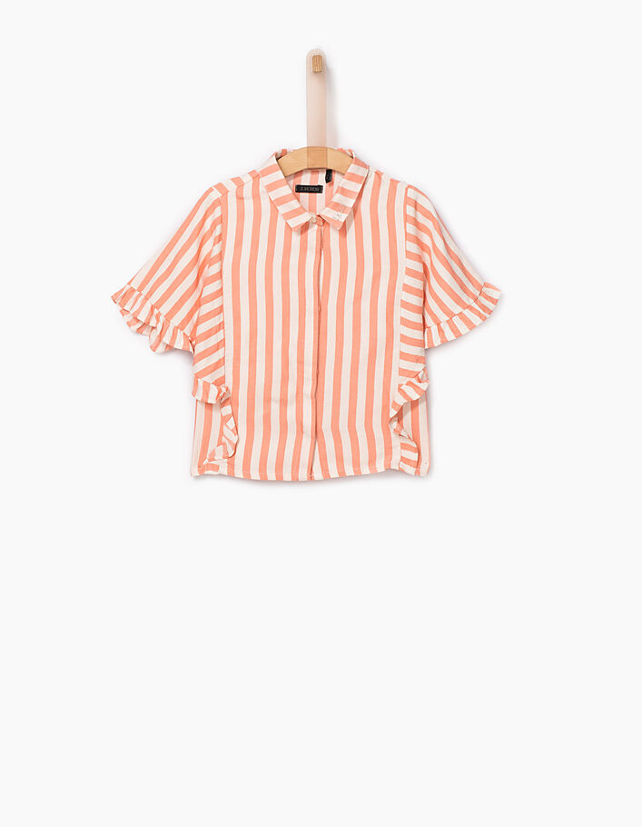 Girls’ peach cropped, striped shirt - IKKS
