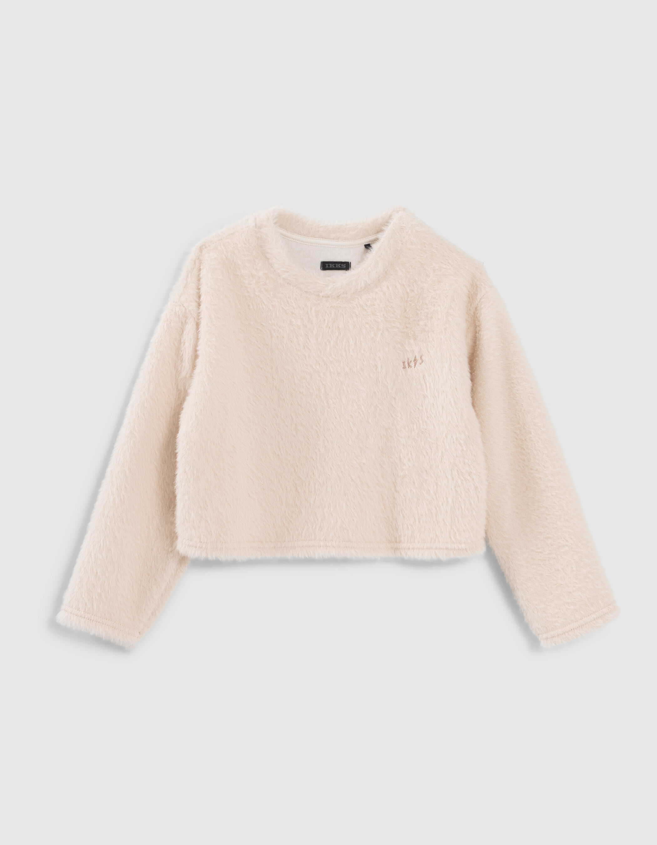 Sweat ecru maille duveteuse fille IKKS