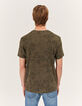 Camiseta caqui hojas Hombre-3