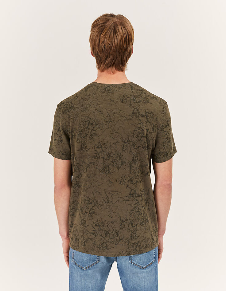 Camiseta caqui hojas Hombre-3 Camiseta caqui hojas Hombre-3