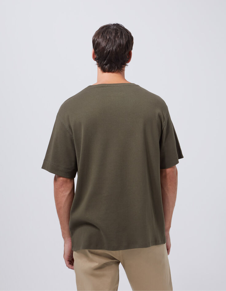 Men’s khaki cotton round neck t-shirt-2