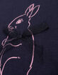 Camiseta azul marino algodón conejo cinta 3D niña-8