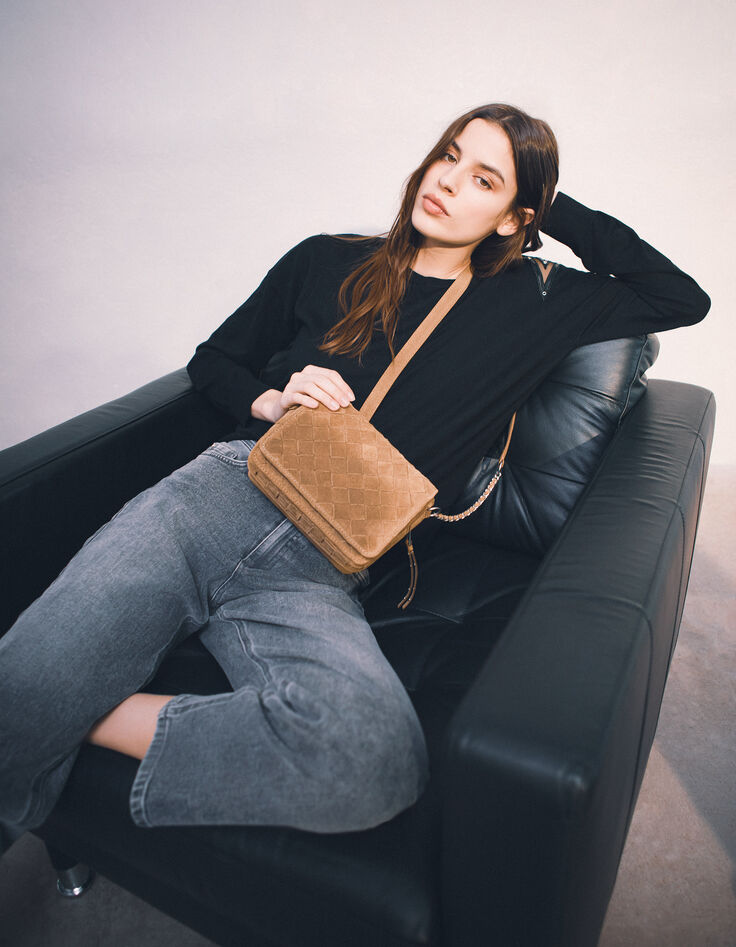 Women's sand woven suede 1440 Steward Bag-8