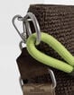 Emmerbag met dubbele handvatten in kaki raffia, gevlochten voor Dames-4