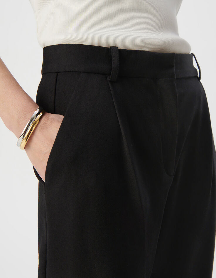 Pantalon de tailleur noir large maille Milano Femme-5