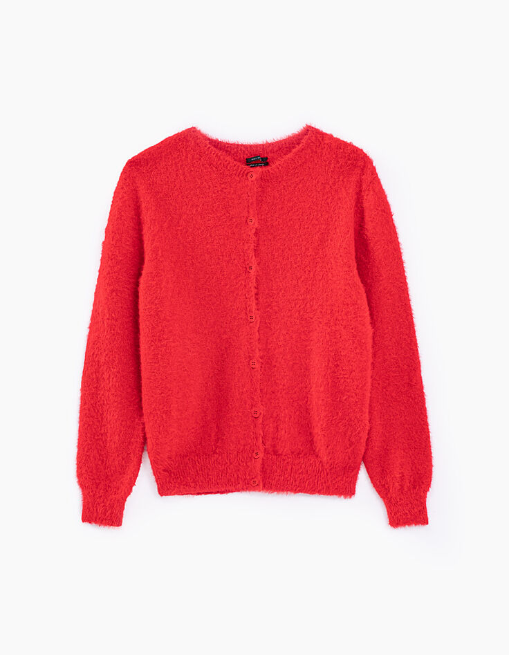 Rood vest fantasie harig breigaren dames-1