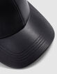 Gorra de mujer de piel lisa negra-4