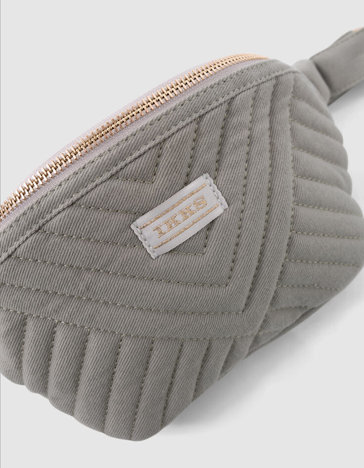 Khaki quilted belt bag for girl-4