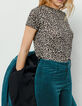 Damen-T-Shirt im Leo-Print aus Viscose und Leinen-2