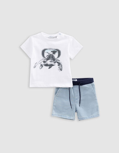 Set blaue Bermuda und weißes T-Shirt, Babyjungen - IKKS