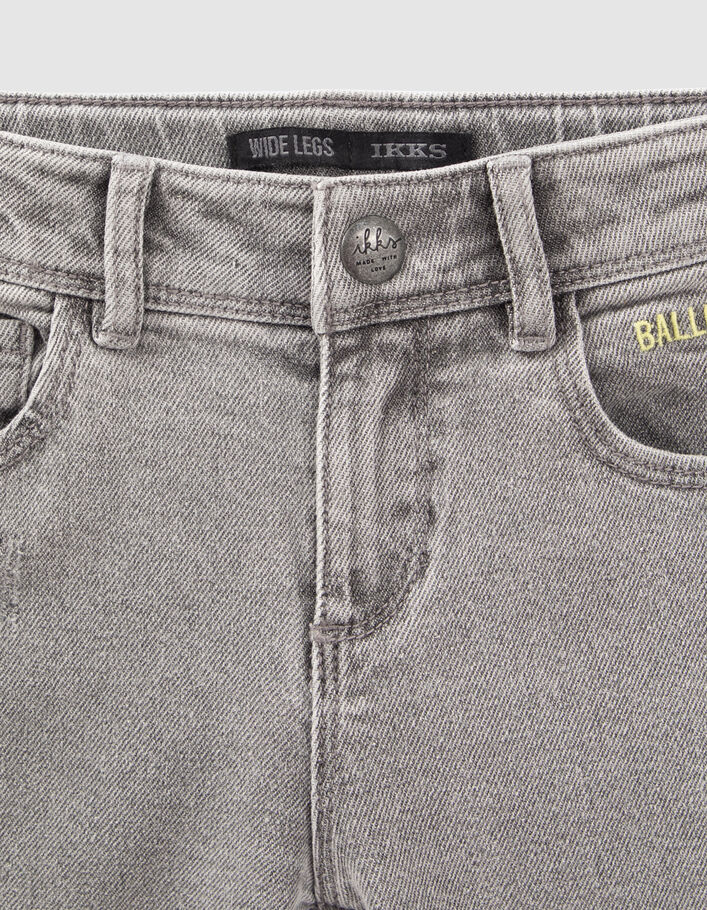 Grijze jeans WIDE LEG vaste omslagen met franjes meisjes - IKKS