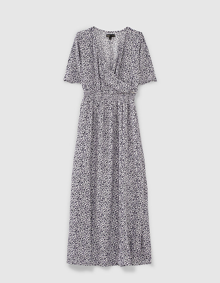 Robe longue &eacute;crue imprim&eacute; fleurs parme fille-3